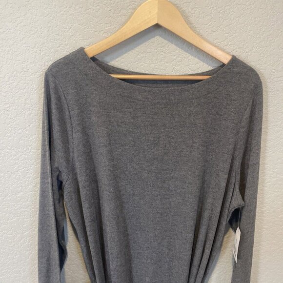 Time & Tru Dress Women’s Size XXL Gray Long Sleeve Pullover MIDI NWT Belt - Picture 4 of 8